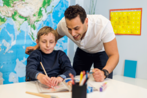 A developmental disabilities client working with a Seven Counties Services teammember