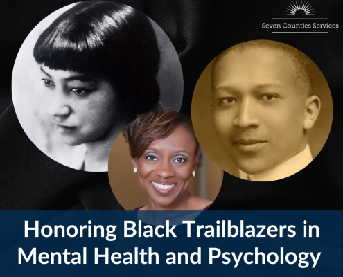 A digital graphic from Seven Counties Services honoring Black trailblazers in mental health and psychology.